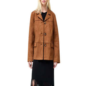Chaqueta Blazer de Tres Botones de Piel de Oveja de Primera Calidad para Mujer, Chaqueta de Cuero Suave de Lujo, Ropa Exterior Transpirable para Otoño - Product Image 1