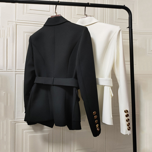 <span class=keywords><strong>Blazer</strong></span> fabbrica di lusso stile classico ufficio bianco <span class=keywords><strong>nero</strong></span> donna <span class=keywords><strong>Blazer</strong></span> tascabili <span class=keywords><strong>con</strong></span> Blet - Product Image 3