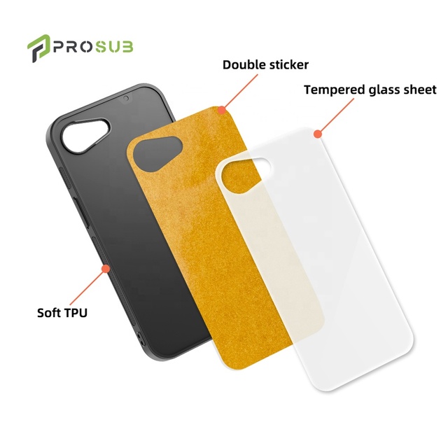 Prosub DIY Custom Logo Blank Sublimation TPU+PC Phone Case with Tempered Glass Eco-friendly Waterproof Shockproof for 16E