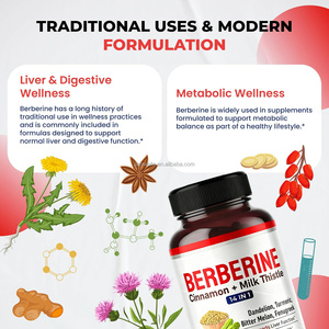 Cápsulas de Berberina, Soporte Antioxidante, Función Hepática, Salud <span class=keywords><strong>Intestinal</strong></span>, Suplementos de Inmunidad con Canela y Cardo Mariano - Product Image 2