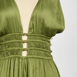 Approvisionnement direct d'usine 100% robe en polyester vente chaude robe respirante à col en V - Product Image 4