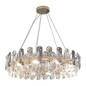 Lustre rond moderne de luxe en cristal K9 avec suspension circulaire à hauteur réglable pour salon couleur gris fumée - Product Image 6