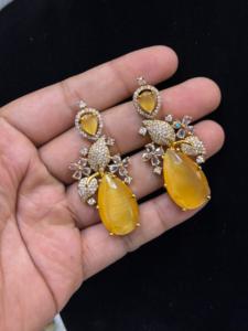 ต่างหูห้อยหิน monalisa ต่างหูเงินน้ำหนักเบาป้องกันการ SWat เครื่องประดับอินเดียแบบดั้งเดิมขายส่งเครื่องประดับ - Product Image 3