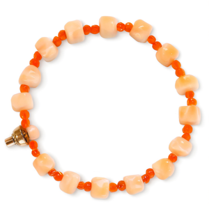 Fashion <b>Beaded</b> <b>Bracelet</b> 316L Stainless Steel PVD <b>Gold</b> Plating Sustainable Resistant Orange Cream Beads - Product Image 2
