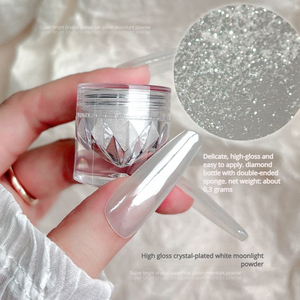 Poudre à ongles effet cristal blanc clair, poudre chromée effet miroir Aurora super brillante pour nail art - Product Image 4