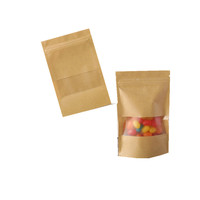 Sachets d'emballage Doypack en papier kraft brun avec fenêtre transparente, refermables, à fermeture éclair, thermoscellables, résistants à l'humidité pour le stockage alimentaire