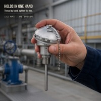 Sensor Suhu Industri Pt100 Platinum Resistance Duplex Thermocouple Dengan Kepala Thermocouple