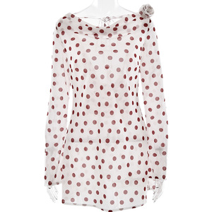 Vestido de Gasa con Estampado de Lunares para Mujer, Escote Asimétrico, Espalda Descubierta, para Fiestas y Uso Casual - Product Image 5