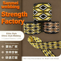 Couleur Jacquard Brodé Haute Ténacité Bande Élastique 25-40mm Ethnique Polyester Motif À Chevrons Utilisation Du Vêtement