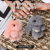 Porte-clés personnalisé en peluche lapin mignon de qualité supérieure, en coton PP, anti-stress, matière douce, design éclatant pour décoration de sac et cadeau