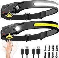 Lampe frontale rechargeable à faisceau large 230 ° LED avec capteur de mouvement pour adultes Camping randonnée course réparation pêche