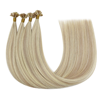 Extensions de cheveux humains à pointe plate, couleur beige blond cendré, super double drawn, cheveux vierges, adaptées aux cheveux européens fins