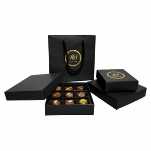 Scatola Regalo di Lusso Personalizzata con Lamina d'Oro per Confezionamento di Cioccolatini e Dolci, con Logo UV Nero e Trasparente - Product Image 2
