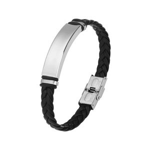 Bracelets pour hommes en <span class=keywords><strong>cuir</strong></span> tressé à la main, style hip-hop <span class=keywords><strong>haut</strong></span> <span class=keywords><strong>de</strong></span> <span class=keywords><strong>gamme</strong></span>, nouveau modèle, avec fermoir simple en acier inoxydable, vente en gros - Product Image 6