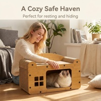 Fournitures pour animaux de compagnie Maison pour chat classique moderne d'intérieur |   Niche pour chat en carton ondulé écologique et durable |   Chats de villa améliorés