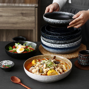 Kreatives Restaurant Handels qualität Keramik suppe Abendessen Kalte Gerichte Vintage Japanisches Steinzeug Große tiefe Platte - Product Image 2