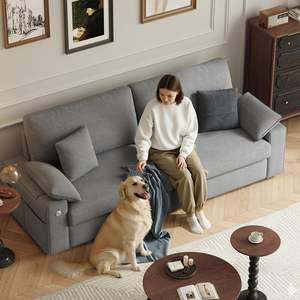 Canapé deux places en mousse Cloud, 3 places, rembourré, style Mid-century Modern, avec accoudoirs avec rangement USB pour salon - Product Image 5