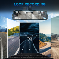 Podofo 9.66 ''kamera dasbor DVR lensa ganda mobil, layar sentuh 1080P cermin DVR rekaman Loop g-sensor penglihatan malam Depan + belakang