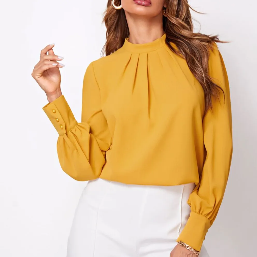 Fall Spring Blouses ladies Urban Elegant Women Long Sleeve Blouses Lady Loose Casual Chiffon Shirt Tops Blouse