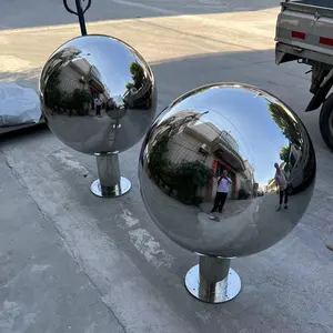 High Polish Stainless Steel Hollow Sphere Water Fountain For Garden