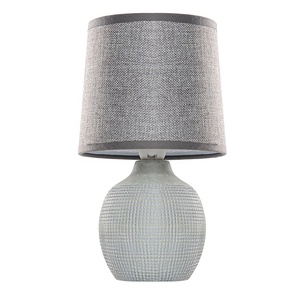 Rustic Antique Fabric Shade Bedroom <strong>Desk</strong> <strong>Lamp</strong> Livingroom Lighting Embossed Stoneware Grey <strong>Small</strong> Led Table <strong>Lamp</strong> - Product Image 2
