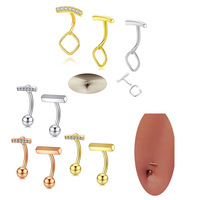 Bijoux de mode 316l en acier chirurgical Zircon en forme de T, anneaux de nombril pour femme et homme Ombligo CZ en forme de T Piercing du ventre