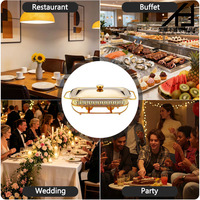 Chauffe-Plat de Buffet en Verre 2,0 L en Acier Inoxydable Doré de Luxe pour Hôtels, Chauffe-Plat Portable à Alcool pour Restaurants