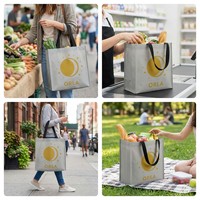 Sacs réutilisables non tissés à marque privée, logo personnalisé imprimé, sacs de courses écologiques avec poignées, durables, vente en gros