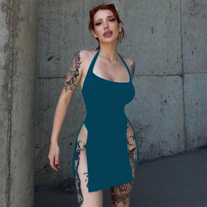 Vestido Mini Sexy con Espalda Descubierta King Mcgreen Star, Estilo Gótico, Aberturas Laterales, Estilo Punk Y2K, Vestido Halter con Aberturas, Estilo Grunge con Anillo en O para Mujer, para la Noche - Product Image 2