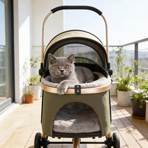 Nouvelle poussette pliable légère pour animaux de compagnie de petite et moyenne taille, poussette portable pour chien et chat pour les promenades en plein air, équipement de voyage respirant - Product Image 2