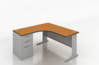 Bureau moderne pas cher en acier et bois avec armoire