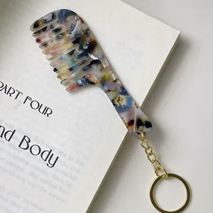 Logo personalizzabile acetato portachiavi <span class=keywords><strong>pettine</strong></span> minimalista in stile in elegante accessorio moda da indossare pettini per capelli - Product Image 4