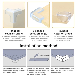 Ensemble de protecteurs d'<span class=keywords><strong>angle</strong></span> de sécurité Gel adhésif haute résistance Protège-bébé Silicone transparent Meubles Table Bord Coin <span class=keywords><strong>Protection</strong></span> - Product Image 6