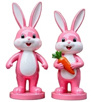 Escultura de Animal de Dibujos Animados en Fibra de Vidrio Personalizada, Conejo, Regalo Empresarial para Exteriores, Decoración Impermeable para Paisajes de Centros Comerciales, Parques y Jardines