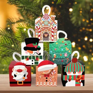10PC 크리스마스 사탕 상자 만화 진저 브레드 하우스 쿠키 선물 포장 상자 2024 크리스마스 새해 파티 장식 크리스마스 트리 장식