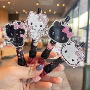 Adorable Cartoon Cat Black <b>Pen</b> Cute High-Style Student Bestie Pendant <b>Glitter</b> Click-Type Ballpoint <b>Pen</b> Metal Girly Heart 14cm - Product Image 1