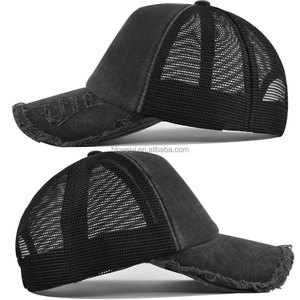 Paquete de 5 Gorras Trucker de Algodón Lavado con Efecto Desgastado, Unisex, Ajustables, con Malla y Diseño Roto, Logotipo Personalizado - Product Image 5
