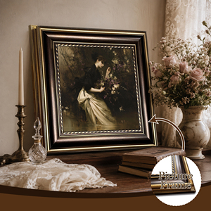 Tableau mural en toile pour <span class=keywords><strong>femme</strong></span>, motif floral vintage, marron foncé, cadre doré, échantillons prêts en moins d'une journée - Product Image 5
