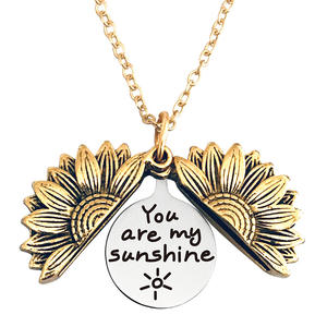You Are My Sunshine-collar con colgante <span class=keywords><strong>de</strong></span> girasol abierto, joyería Bohemia, Mejores Regalos <span class=keywords><strong>de</strong></span> amistad, collar con letras Bff - Product Image 3