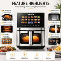 Friteuse à air intelligente, four électrique domestique 1700W+500W, double chauffage, cuve intérieure en métal, friteuse saine sans huile, appareil de cuisson professionnel