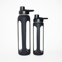 Bouteille d'eau en verre de sport protéiné avec boule de mélange Bouteille étanche à visser sur le couvercle et la poignée pour le sport