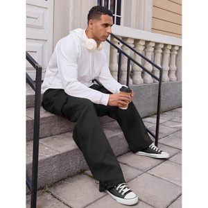 Pantalones Deportivos Cargo de Forro Polar Grueso para Hombre, Corte Holgado, Pierna Ancha, con Múltiples Bolsillos, Anti-Pilling, Material Grueso - Product Image 3