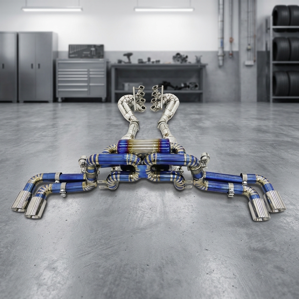 VantaFlow 1.2MM Titanium Full Exhaust System for Ferrari 360 F360 3.6L 2001-2005 Performance Header/Catted Downpipe/Titanium Catback