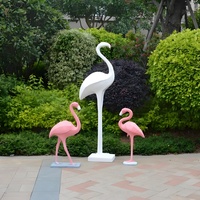 Statue de Flamant Rose en Résine et Fibre de Verre, Artisanat d'Art Populaire Moderne Personnalisé, Sculpture Animale Décorative, Art Déco Extérieur Surdimensionné Personnalisé