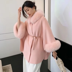 Abrigo de Invierno 2025, Abrigo de Lana Cálido con Piel de Zorro Auténtica para Niñas y Mujeres - Product Image 6