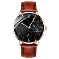 Jam Tangan Pria Mark Fairwhale Black Gold Steel Quartz Dual Style Chronograph Small Seconds Dial Kalender Display Bisnis