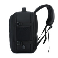 OEM Clamshell Travel Backpack 180° Open USB Port Business Carry on Laptop Bag Nylon Compression Straps Custom Logo