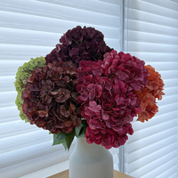 Bunga Hydrangea Prancis Buatan Berkualitas Tinggi Lima Kepala Warna Burgundy 50 cm Terbuat dari Sutra Buatan untuk Dekorasi Pernikahan dan Rumah