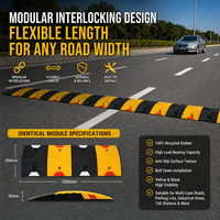 Rampe de circulation modulaire en caoutchouc robuste 1000x350x50mm antidérapante pour câbles de signalisation, pour parkings et routes