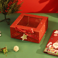 Flip Top Red Weihnachts verpackungs fenster Design Cookie Chocolate Geschenk box